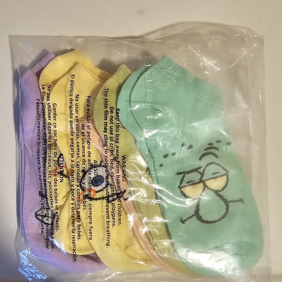 5 Pairs Of SpongeBob SquarePants Bright Ankle Socks Womens Standard Size 6 - 10 - Picture 2 of 2